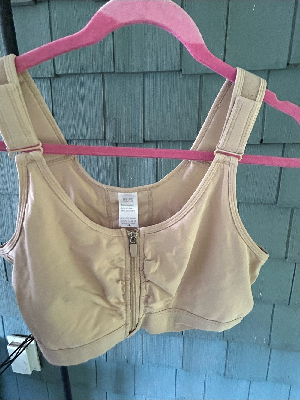 Front-Zip Support Bra in Nude